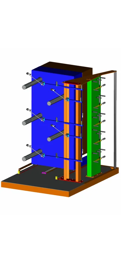 Vista 3D de la bobinadora de vaivén de cintas multibanda